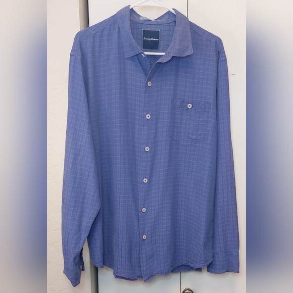 Tommy Bahama Mens Purple Long Sleeve Button Up Dress Shirt Size XL Silk Cotton - Picture 1 of 10
